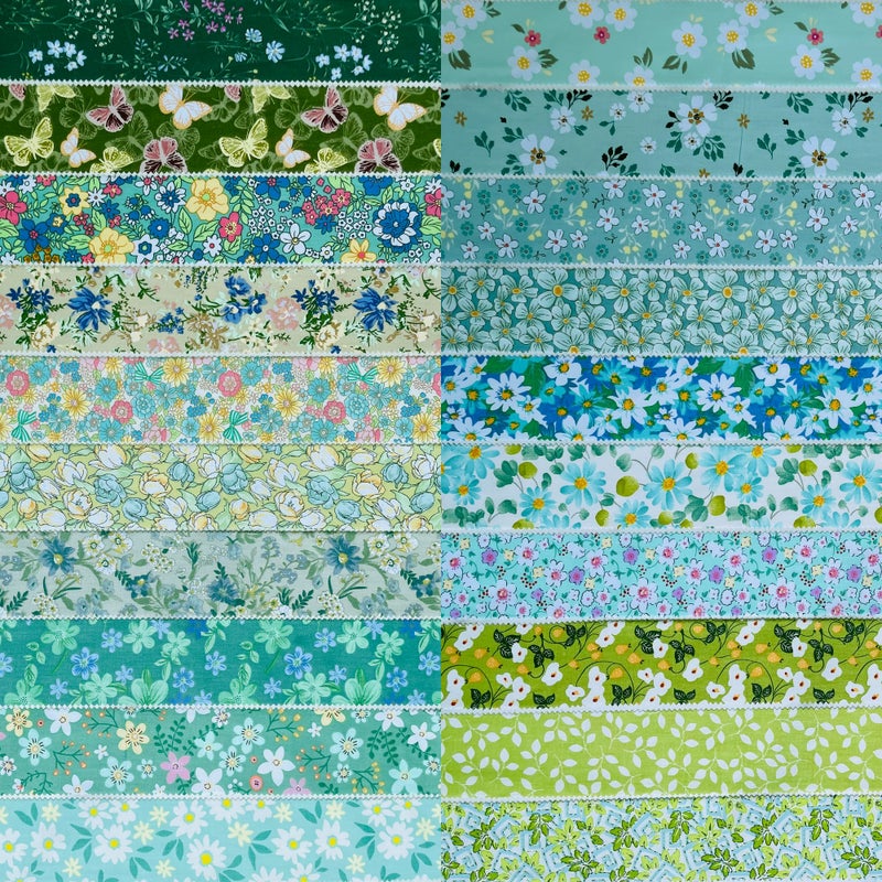 LENAILIN Jelly Roll Fabric - 20 Assorted Floral Prints  100% Cotton Quilting Fabric  40 Pre-Cut Strips (2.5 x 44 Inch) for Quilting  Sewing  and DIY Projects-Spring Sprouts - Image 4